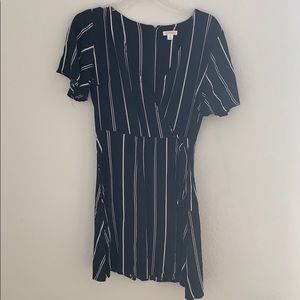 Faux wrap black striped dress!